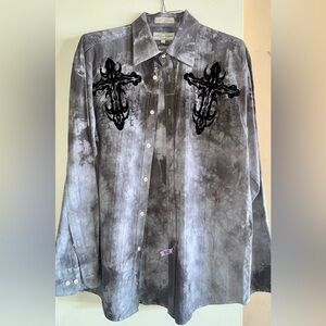 Affliction Gray and Black Dress Shirt